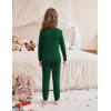 Arshiner Pajamas for Girls Long Sleeve Pants Sets Snug fit 2 Piece Pjs Set Soft Sleepwear(Green)