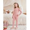 Arshiner Pajamas for Girls Long Sleeve Pants Sets Snug fit 2 Piece Pjs Set Soft Sleepwear(Light Pink)