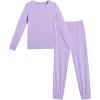 Arshiner Pajamas for Girls Long Sleeve Pants Sets Snug fit 2 Piece Pjs Set Soft Sleepwear(Lilac)