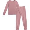 Arshiner Pajamas for Girls Long Sleeve Pants Sets Snug fit 2 Piece Pjs Set Soft Sleepwear(Pink)