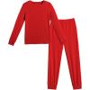 Arshiner Pajamas for Girls Long Sleeve Pants Sets Snug fit 2 Piece Pjs Set Soft Sleepwear(Red)