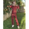 Arshiner Pajamas for Girls Long Sleeve Pants Sets Snug fit 2 Piece Pjs Set Soft Sleepwear(Red Plaid)