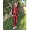 Arshiner Pajamas for Girls Long Sleeve Pants Sets Snug fit 2 Piece Pjs Set Soft Sleepwear(Red Plaid)