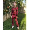 Arshiner Pajamas for Girls Long Sleeve Pants Sets Snug fit 2 Piece Pjs Set Soft Sleepwear(Red Plaid)
