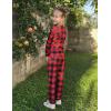 Arshiner Pajamas for Girls Long Sleeve Pants Sets Snug fit 2 Piece Pjs Set Soft Sleepwear(Red Plaid)