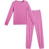 Arshiner Pajamas for Girls Long Sleeve Pants Sets Snug fit 2 Piece Pjs Set Soft Sleepwear(Rose Red)