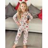 Arshiner Pajamas for Girls Long Sleeve Pants Sets Snug fit 2 Piece Pjs Set Soft Sleepwear(White Christmas)