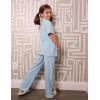 Arshiner Pajamas for Girls Short Sleeve Long Pants Outfit 2 Piece Sleepwear Button Pjs Sets(Blue)