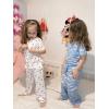 Arshiner Pajamas for Girls Short Sleeve Long Pants Outfit 2 Piece Sleepwear Button Pjs Sets(Blue Clouds)