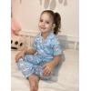 Arshiner Pajamas for Girls Short Sleeve Long Pants Outfit 2 Piece Sleepwear Button Pjs Sets(Blue Clouds)