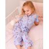 Arshiner Pajamas for Girls Short Sleeve Long Pants Outfit 2 Piece Sleepwear Button Pjs Sets(Cloud Elf-pink Purple Blue)