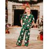 Arshiner Pajamas for Girls Short Sleeve Long Pants Outfit 2 Piece Sleepwear Button Pjs Sets(Green Christmas)
