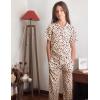 Arshiner Pajamas for Girls Short Sleeve Long Pants Outfit 2 Piece Sleepwear Button Pjs Sets(Leopard)