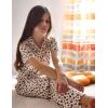 Arshiner Pajamas for Girls Short Sleeve Long Pants Outfit 2 Piece Sleepwear Button Pjs Sets(Leopard)