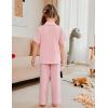 Arshiner Pajamas for Girls Short Sleeve Long Pants Outfit 2 Piece Sleepwear Button Pjs Sets(Pink)
