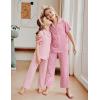 Arshiner Pajamas for Girls Short Sleeve Long Pants Outfit 2 Piece Sleepwear Button Pjs Sets(Pink)