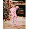 Arshiner Pajamas for Girls Short Sleeve Long Pants Outfit 2 Piece Sleepwear Button Pjs Sets(Pink Christmas)