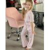 Arshiner Pajamas for Girls Short Sleeve Long Pants Outfit 2 Piece Sleepwear Button Pjs Sets(Pink Stripes)