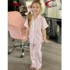 Arshiner Pajamas for Girls Short Sleeve Long Pants Outfit 2 Piece Sleepwear Button Pjs Sets(Pink Stripes)