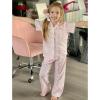 Arshiner Pajamas for Girls Short Sleeve Long Pants Outfit 2 Piece Sleepwear Button Pjs Sets(Pink Stripes)