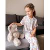 Arshiner Pajamas for Girls Short Sleeve Long Pants Outfit 2 Piece Sleepwear Button Pjs Sets(Pink Teddy)