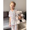 Arshiner Pajamas for Girls Short Sleeve Long Pants Outfit 2 Piece Sleepwear Button Pjs Sets(Pink Teddy)