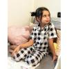 Arshiner Pajamas for Girls Short Sleeve Long Pants Outfit 2 Piece Sleepwear Button Pjs Sets(Plaid-black White)