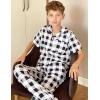 Arshiner Pajamas for Girls Short Sleeve Long Pants Outfit 2 Piece Sleepwear Button Pjs Sets(Plaid-black White)