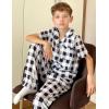 Arshiner Pajamas for Girls Short Sleeve Long Pants Outfit 2 Piece Sleepwear Button Pjs Sets(Plaid-black White)
