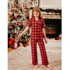Arshiner Pajamas for Girls Short Sleeve Long Pants Outfit 2 Piece Sleepwear Button Pjs Sets(Plaid-red Black)