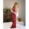 Arshiner Pajamas for Girls Short Sleeve Long Pants Outfit 2 Piece Sleepwear Button Pjs Sets(Plaid-red Black)