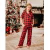 Arshiner Pajamas for Girls Short Sleeve Long Pants Outfit 2 Piece Sleepwear Button Pjs Sets(Plaid-red Black)