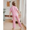 Arshiner Pajamas for Girls Short Sleeve Long Pants Outfit 2 Piece Sleepwear Button Pjs Sets(Polka Dot-pink White)