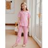 Arshiner Pajamas for Girls Short Sleeve Long Pants Outfit 2 Piece Sleepwear Button Pjs Sets(Polka Dot-pink White)