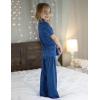 Arshiner Pajamas for Girls Short Sleeve Long Pants Outfit 2 Piece Sleepwear Button Pjs Sets(Polka Dots-dark Blue)