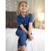 Arshiner Pajamas for Girls Short Sleeve Long Pants Outfit 2 Piece Sleepwear Button Pjs Sets(Polka Dots-dark Blue)