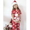 Arshiner Pajamas for Girls Short Sleeve Long Pants Outfit 2 Piece Sleepwear Button Pjs Sets(Red Christmas)