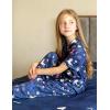 Arshiner Pajamas for Girls Short Sleeve Long Pants Outfit 2 Piece Sleepwear Button Pjs Sets(Unicorn Rainbow-dark Purple)