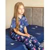 Arshiner Pajamas for Girls Short Sleeve Long Pants Outfit 2 Piece Sleepwear Button Pjs Sets(Unicorn Rainbow-dark Purple)