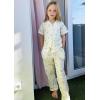 Arshiner Pajamas for Girls Short Sleeve Long Pants Outfit 2 Piece Sleepwear Button Pjs Sets(White Teddy)