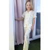 Arshiner Pajamas for Girls Short Sleeve Long Pants Outfit 2 Piece Sleepwear Button Pjs Sets(White Teddy)