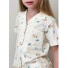 Arshiner Pajamas for Girls Short Sleeve Long Pants Outfit 2 Piece Sleepwear Button Pjs Sets(White Teddy)