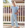 Arshiner Pajamas for Girls Short Sleeve Long Pants Pjs Cute Soft Sleepwear Lounge Sets(Blue)
