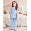Arshiner Pajamas for Girls Short Sleeve Long Pants Pjs Cute Soft Sleepwear Lounge Sets(Blue)