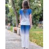 Arshiner Pajamas for Girls Short Sleeve Long Pants Pjs Cute Soft Sleepwear Lounge Sets(Blue Gradient)