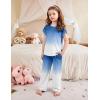 Arshiner Pajamas for Girls Short Sleeve Long Pants Pjs Cute Soft Sleepwear Lounge Sets(Blue Gradient)