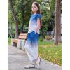 Arshiner Pajamas for Girls Short Sleeve Long Pants Pjs Cute Soft Sleepwear Lounge Sets(Blue Gradient)
