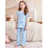 Arshiner Pajamas for Girls Short Sleeve Long Pants Pjs Cute Soft Sleepwear Lounge Sets(Blue Stars Moons)