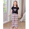 Arshiner Pajamas for Girls Short Sleeve Long Pants Pjs Cute Soft Sleepwear Lounge Sets(Bow Plaid)
