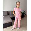 Arshiner Pajamas for Girls Short Sleeve Long Pants Pjs Cute Soft Sleepwear Lounge Sets(Pink)